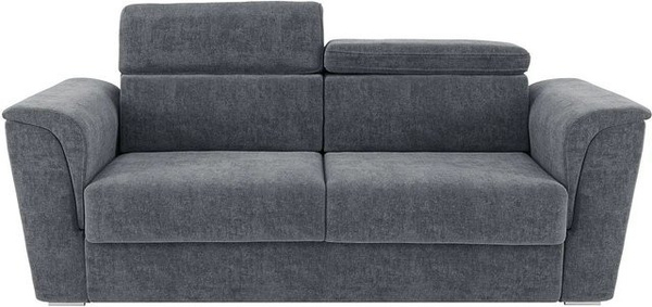 Vente-unique Schlafsofa Rizora in Anthrazitgrau mit verstellbarer Kopfstütze und Stoffbezug, Breite: 210 cm