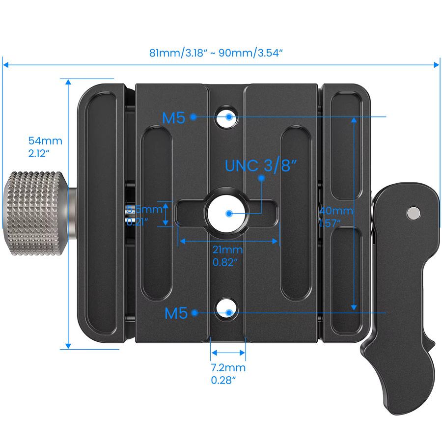 WEYLLAN AL60 Schnellspannklemme Arca Swiss Hebelklemme in Schwarz für Magpul Mlok Bipod und Mlok Schienen mit Q.R Plattenadapter - Bild 5