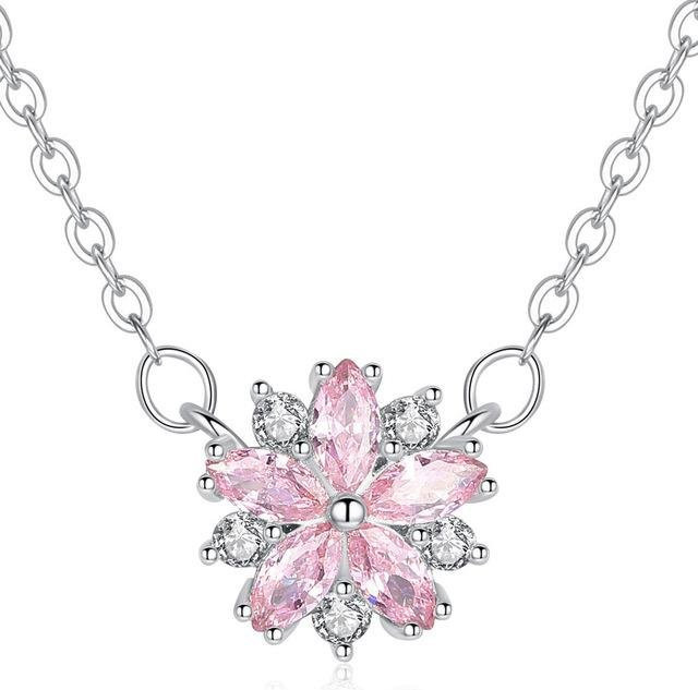 YIRAN Jewelry Halskette, Kirschblüte, Zirkonia, Zinklegierung, Damen - Bild 1