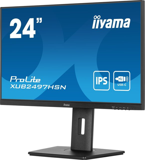Iiyama ProLite XUB2497HSN-B2 24 IPS Full HD Monitor mit USB-C Dockingstation und Ethernet in Schwarz - Bild 1