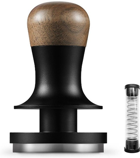 MHW-3BOMBER Kaffee Tamper mit flachem Boden und federbelasteter Druckkontrolle, 58 mm, Schwarz - Bild 1
