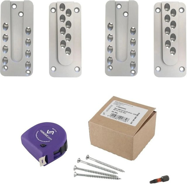 vasalat Set HVP Schwerlastverbinder aus Aluminium in Silber mit Spaxschrauben T-Star Plus und Bit TX20, B/H/T: 60 x 140 x 12 mm - Bild 1