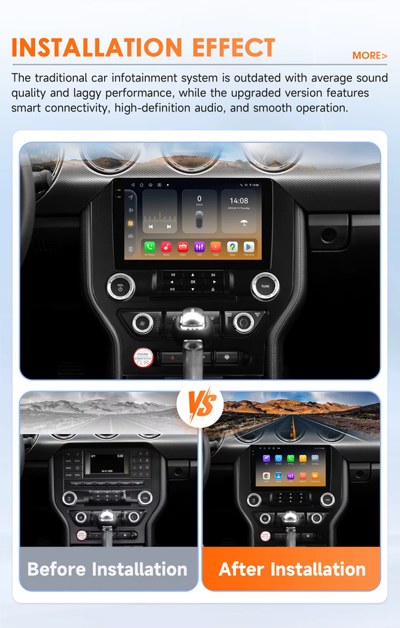 Hizpo Multimedia Stereo Autoradio für FORD Mustang 2015 - 2021 mit Drahtlosem CarPlay, Android Auto, GPS, 4G und 360 Kamera in Schwarz - Bild 2