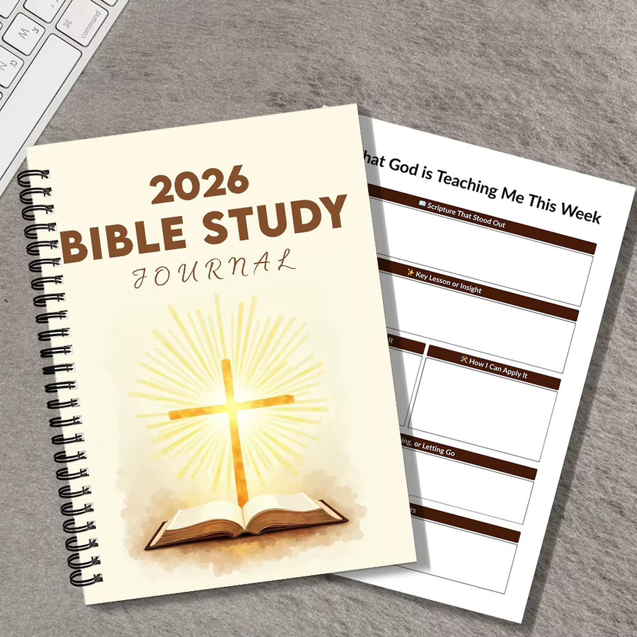 Bibelstudien-Notizbuch 2026 mit leuchtendem Kreuz-Einband in Weiß für Erwachsene - Bild 3