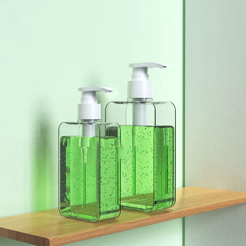 KuZHEN Seifenspenderflasche aus Kunststoff für Badezimmer, nachfüllbarer Aufbewahrungsbehälter für Flüssigseife, Shampoo oder Duschgel, Weiß/Transparent - Bild 2