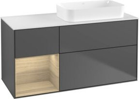 V&B Waschtischunterschrank Finion mit Wandbeleuchtung, Anthrazit matt, B/T: 120 x 60 cm - Bild 1