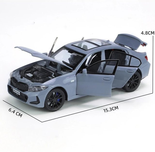 Fourall- Model Cars BMW 320i, Automodell, Maßstab 1:32, Grau, mit Licht und Sound - Bild 1