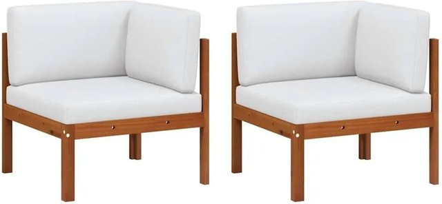 vidaXL Garten-Ecksofa Set aus Akazienholz und Seil mit Kissen in Schwarz und Weiß - Bild 1