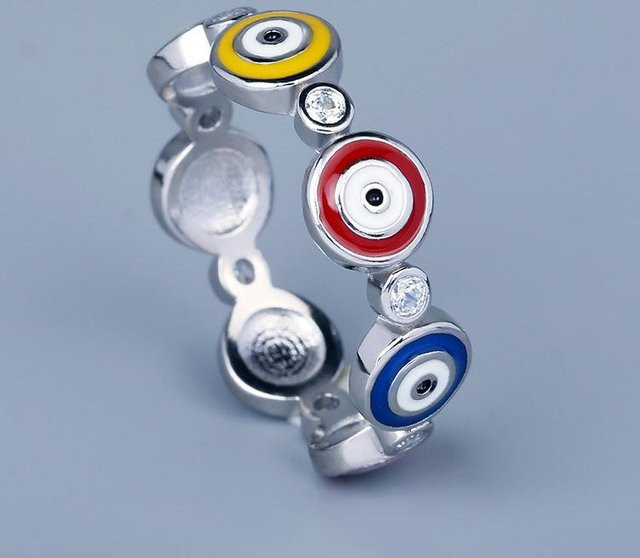 YIRAN Ring, Bunt, Silber, Zirkonia, Damen - Bild 1