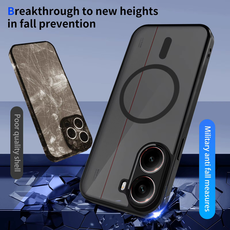 Stoßfeste Handyhülle für Xiaomi POCO X7 Pro in Schwarz mit mattem TPU-Rahmen und Unterstützung für kabelloses Laden - Bild 6