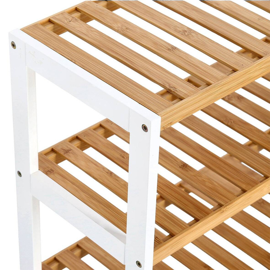 Zeller Schuhregal aus Bambus und MDF in Weiß, B/H/T: 70 x 54 x 26 cm - Bild 2
