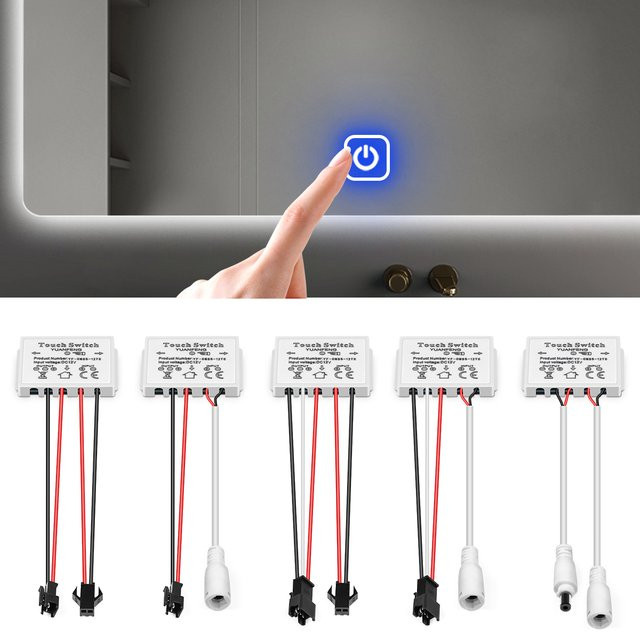 Rybakov LED-Spiegelbeleuchtung mit Touch-Sensor, dimmbar, 12V, Weiß - Bild 1