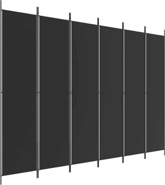vidaXL 6-teiliger Paravent Schwarz aus Stoff und Metall B/H: 300 x 220 cm - Bild 1