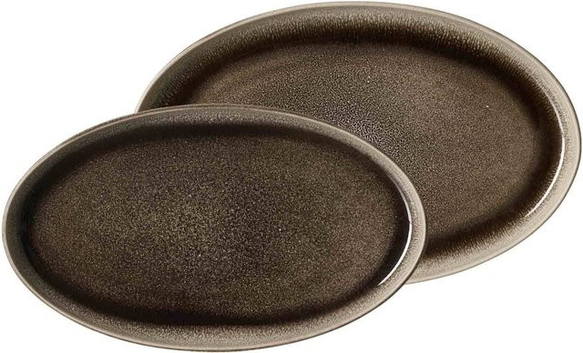 Ritzenhoff & Breker Servierplattenset Eda 2er Set aus Keramik in Braun, oval - Bild 1