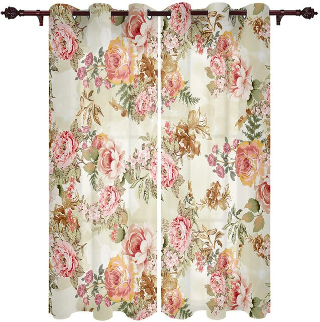 Super Six Raffgardine mit floralem Blumen- und Schmetterlingsmuster, semi-transparent, Multicolour, Breite: 135 cm, Höhe: 115 cm - Bild 1