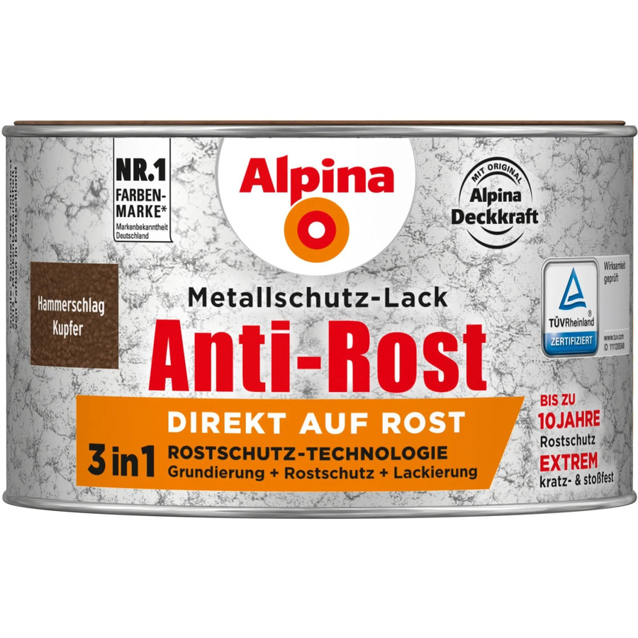 Alpina Metallschutz-Lack Anti-Rost Kupfer Hammerschlag 300 ml - Bild 2
