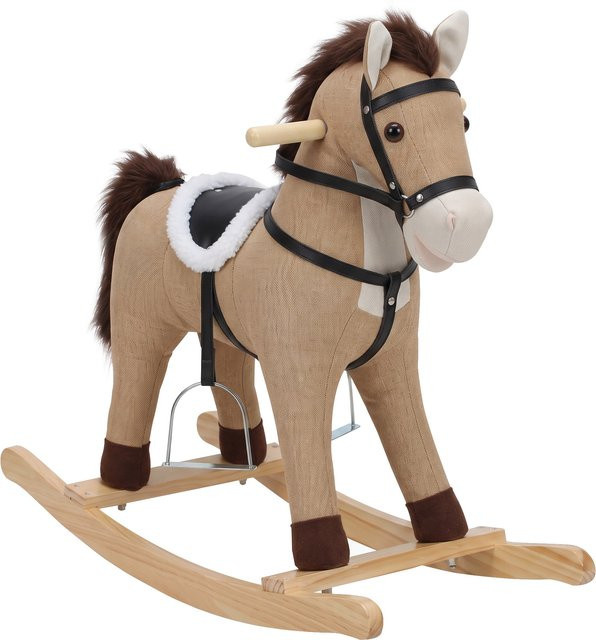AIYAPLAY Schaukelpferd, Reitpferd mit Holzgestell, Sound, Dunkelbraun, ab 1 Jahr - Bild 1