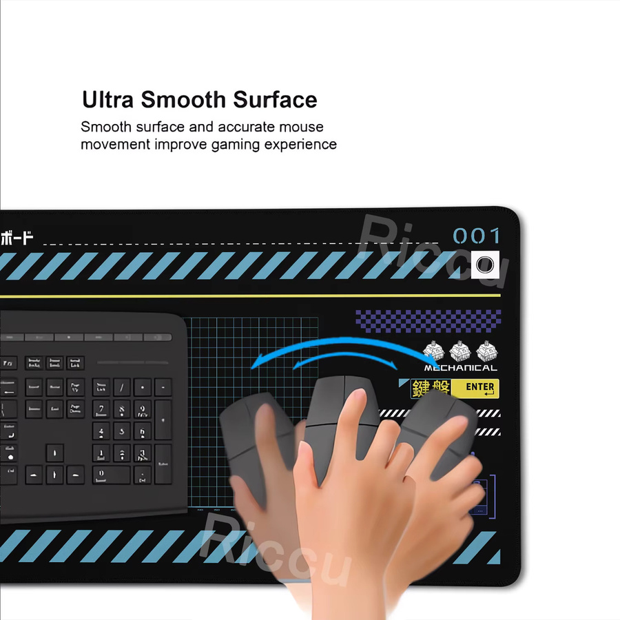 Riccu XXL Gaming Mousepad Schwarz für PC und mechanische Tastaturen - Bild 3