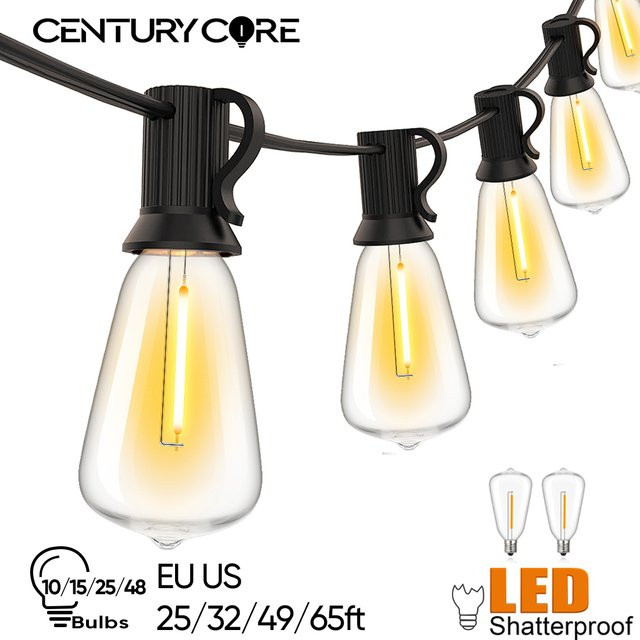 Grensk LED Lichterkette ST38 Retro im warmweißen Design, wasserdicht und bruchsicher, transparent, E12 Fassung - Bild 1