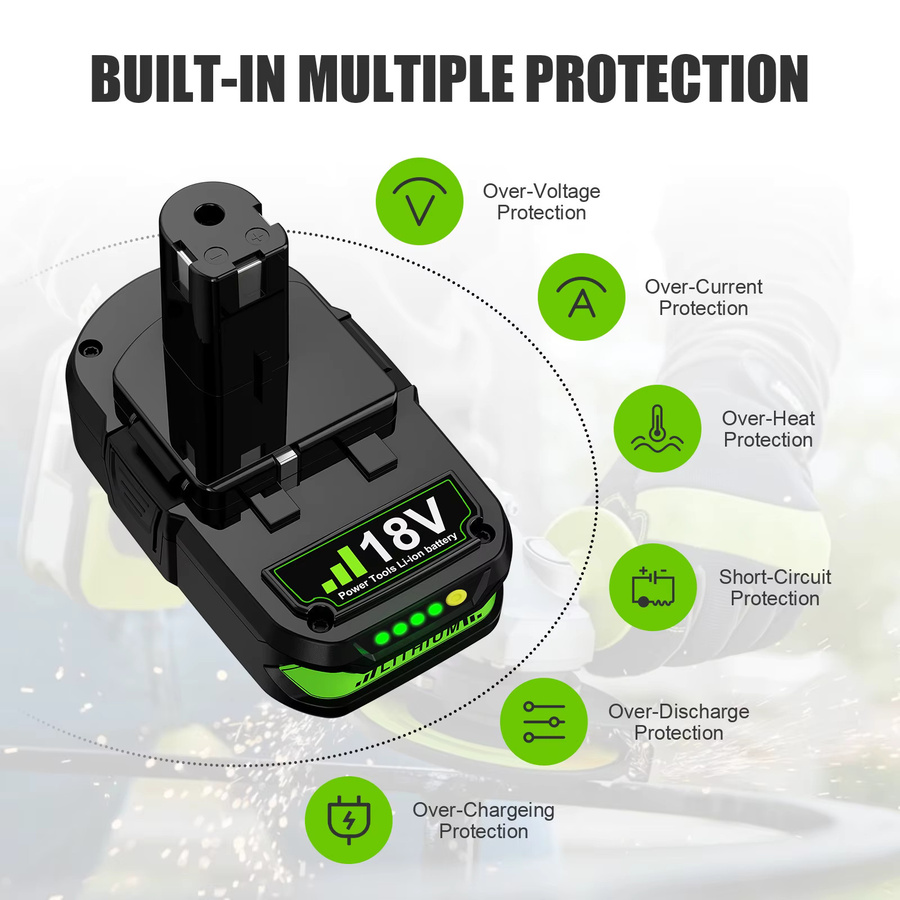 Bonacell Ersatzakku 3000mAh für Ryobi 18V Li-Ion Akku-Werkzeuge, kompatibel mit Ryobi P107, P108 und RB18L50 - Bild 3