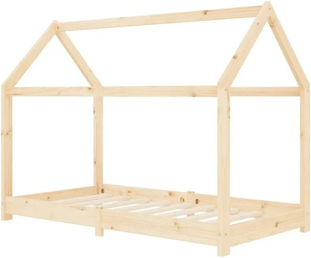 vidaXL Kinder-Bettgestell im Baumhaus-Stil aus Massivholz Kiefer in Braun, B/T/H: 160 x 80 x 88 cm - Bild 1