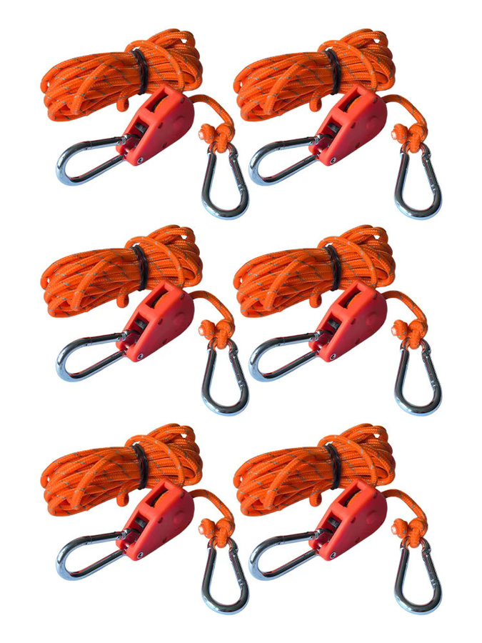Campingzelt-Spannseil mit Ratsche und Haken in Orange, 4 mm x 4 m - Bild 6