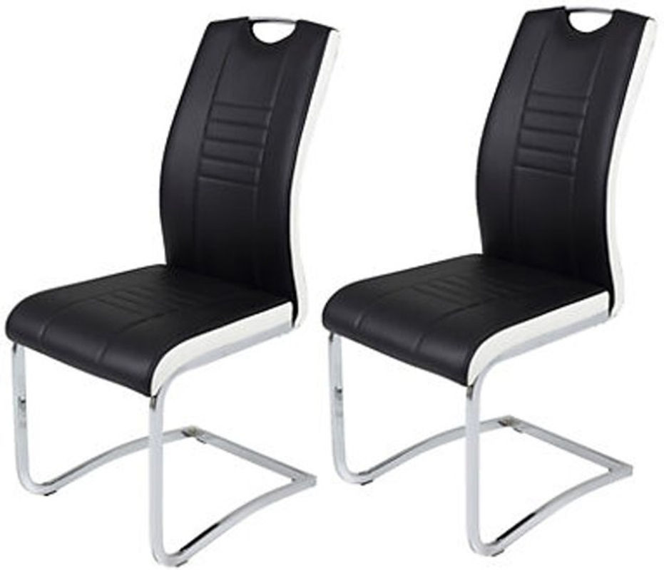Freischwinger Tabea 2er Set von Hela in Schwarz und Weiß aus Kunstleder mit verchromtem Metallgestell B/H/T: 43 x 99 x 61 cm - Bild 2