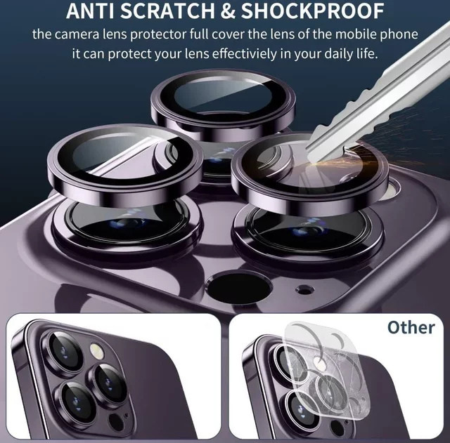 Set aus Kameraobjektivschutz aus gehärtetem Glas in Lila für Apple iPhone 15 16 17 Pro Max und Plus Modelle - Bild 1