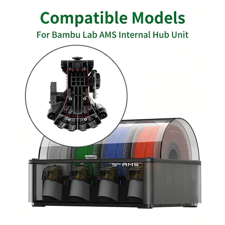 Bambu Lab Fünfwege-Komponenten-Innenhub-Einheit mit verschleißfester Federdruckrolle für AMS, Schwarz - Bild 5
