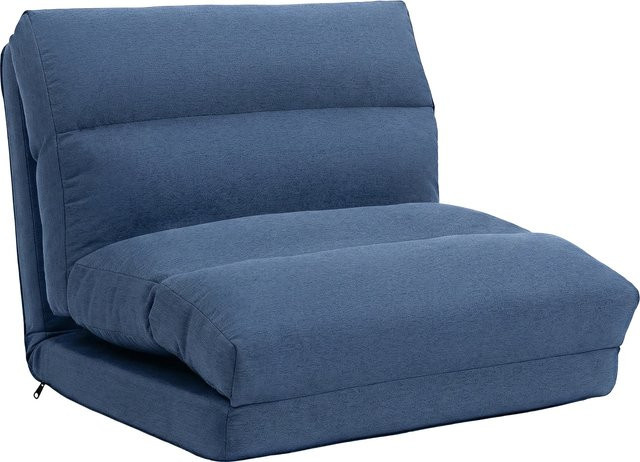 HOMCOM 3 in 1 Schlafsessel klappbar mit Bettfunktion in Leinenoptik, umwandelbares Schlafsofa und Gästebett, Dunkelblau - Bild 1