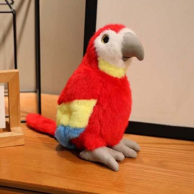 Simulations-Papageienpuppe, Plüschtierpuppe, rot und blau, ab 14 Jahre - Bild 1