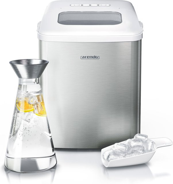 Arendo Eiswürfelmaschine in Silber aus Edelstahl mit 1,5 Liter Wassertank und 120 Watt Leistung inklusive Eisportionierer - Bild 1