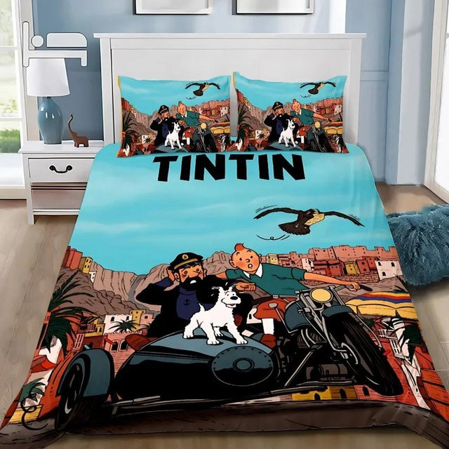 Bettwäscheset Tim und Struppi Abenteuer von Paslu mit Bettbezug und Kissenbezug, Mehrfarbig, B/H: 135 x 200 cm - Bild 1