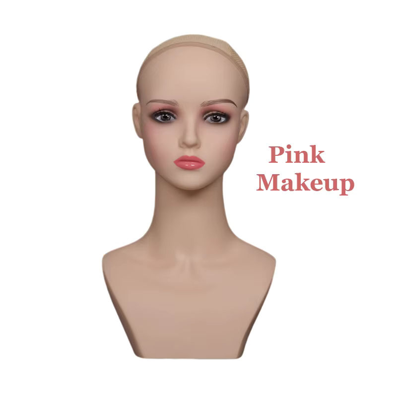 Nunify Mannequin Kopf mit Make-up für Perücken und Schmuck Display in Rosa und Beige - Bild 2