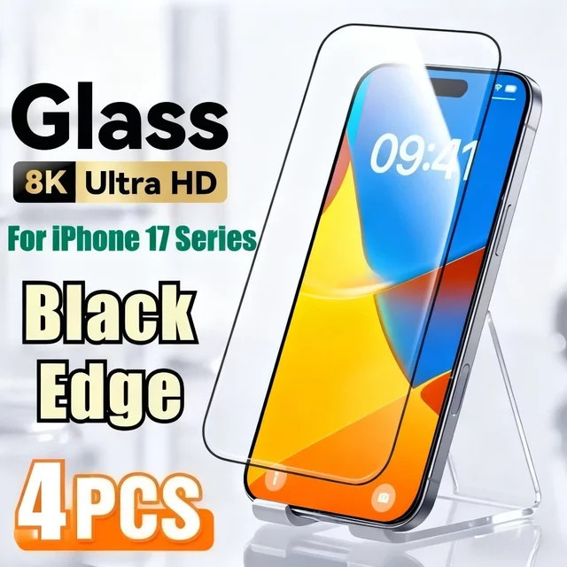 4 Stück DIXSG Full Cover Displayschutzfolie aus gehärtetem Glas für iPhone 17 16 15 14 13 12 11 Pro Max Plus XR XS in Transparent - Bild 1