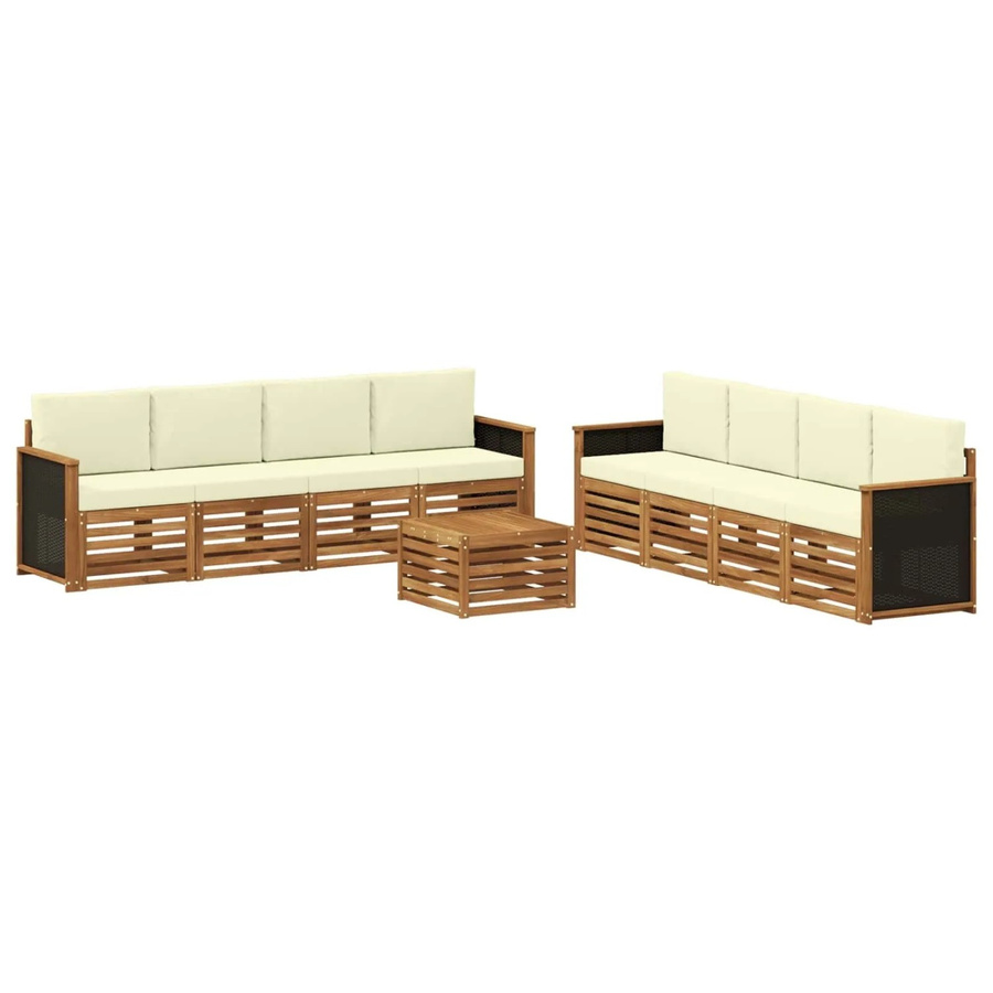 vidaXL Sofagarnitur aus Massivholz Akazie mit 9 Kissen in Beige - Bild 2