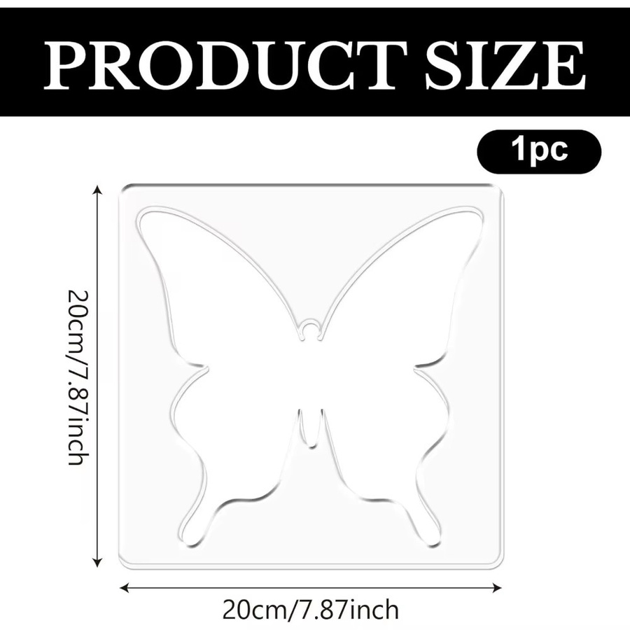 Transparente Acryl-Schmetterlings-Schablone als Router-Vorlage zum Basteln und Nachzeichnen für Schilder und Charcuterie-Boards, B/T: 20 x 20 cm - Bild 2