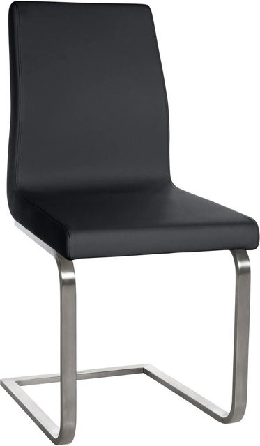DELUKE Esszimmerstuhl NERAM in Schwarz aus Kunstleder mit Edelstahl-Freischwinger, B/T/H: 40 x 50 x 90 cm - Bild 1