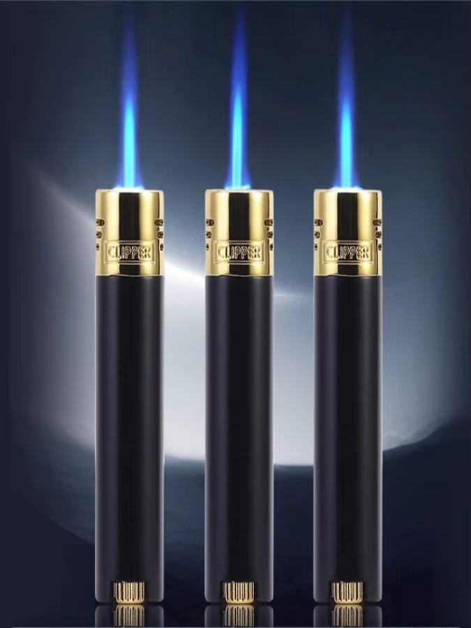 Clipper Metall-Butan-Gas-Feuerzeug in Schwarz, winddicht mit blauer Flamme - Bild 4