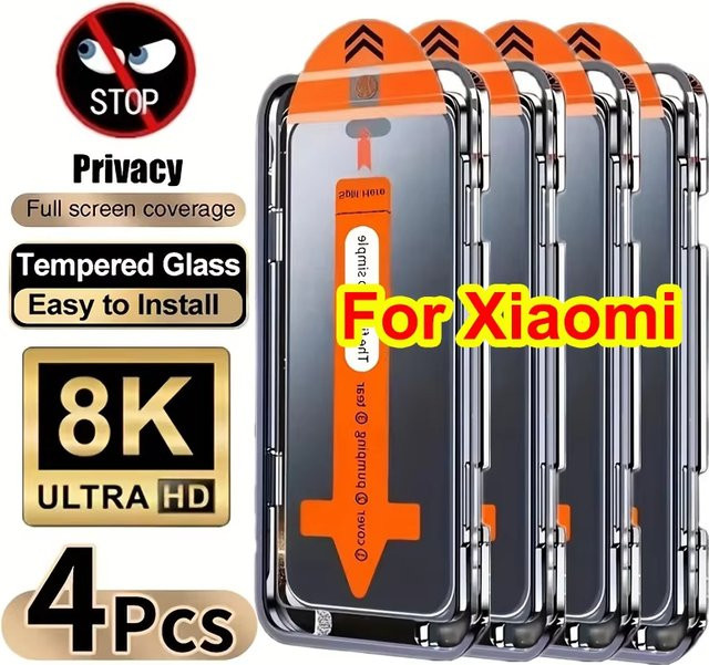 Privatsphäre Screen Protector aus gehärtetem Glas für Xiaomi Poco C65 X5 X7 Pro F7 Pro X6 X4 M2 f6 X3 NFC F3, transparent - Bild 1