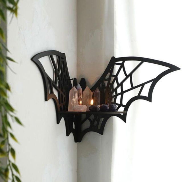 Gothic Fledermaus-Eckregale aus Holz in Schwarz, dekorative Wandregale für Halloween und Zuhause von TPXCKz - Bild 1