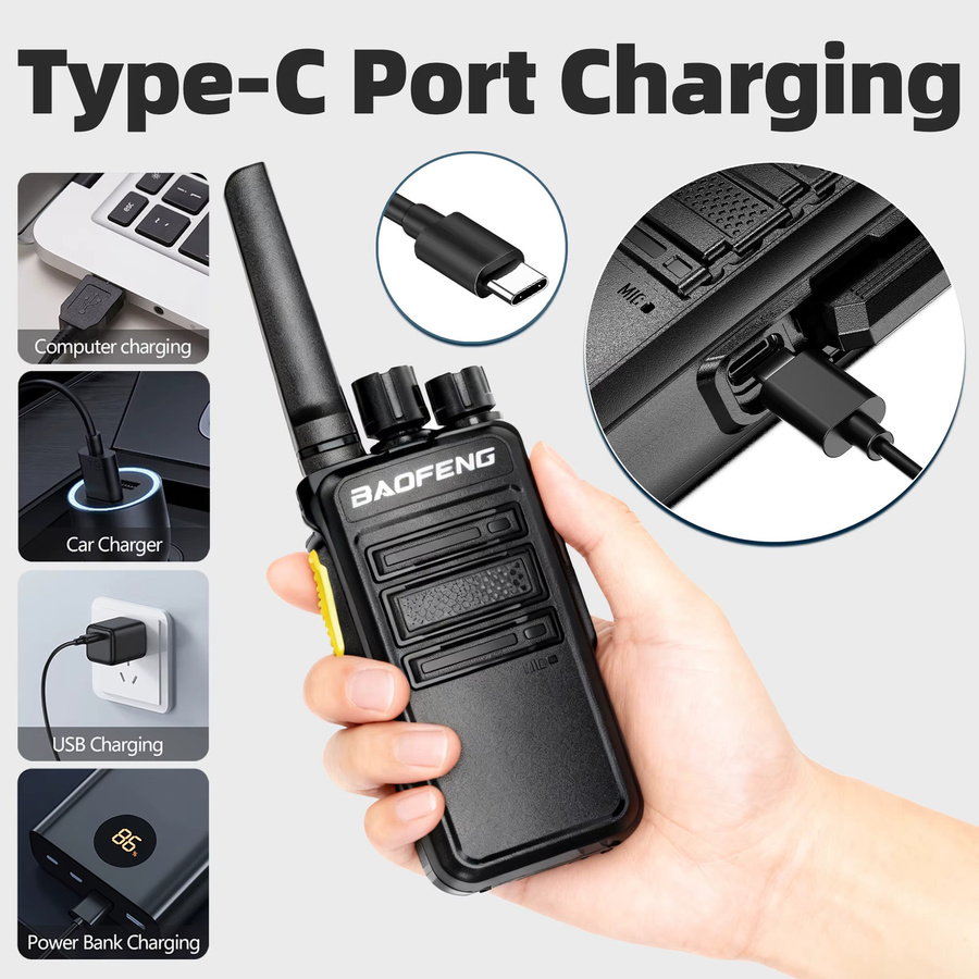 Baofeng Walkie-Talkie Zubehör Set BD-V12B mit Geräuschunterdrückung und USB-C Ladegerät, Schwarz, 2/4 Stück - Bild 5