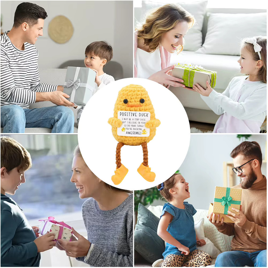 Gehäkelte positive Energie-Ente mit Karte, Plüsch-Strickkartoffeln, Puppe - Bild 3