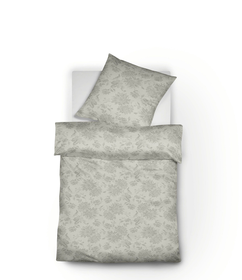 Fleuresse Lech Edelflanell Bettwäsche mit Blumenmuster in Silber/Grau, bestehend aus Bettbezug und Kissenbezug, B/H: 200 x 220 cm und 80 x 80 cm - Bild 1