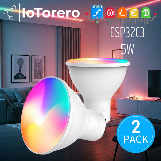 IoTorero 2er-Pack WLED ESP32C3 GU10 RGBCCT LED-Glühbirnen mit WiFi in Multicolor - Bild 1