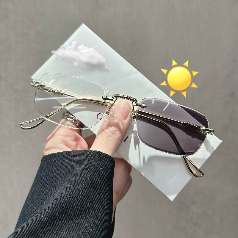 ERIKOLE Sonnenbrille, randlos, rechteckig, Metall, Gold, Herren - Bild 1
