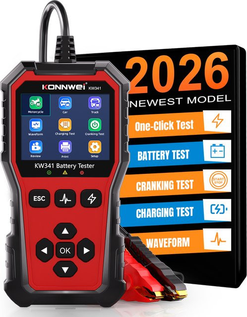 KONNWEI KW341 Autobatterie-Diagnosegerät für 6V-12V-24V mit Startspannungstest und Datendruckfunktion - Bild 1