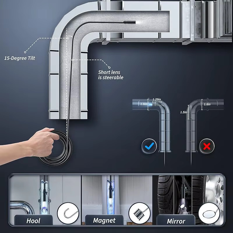 INSKAM Endoskopkamera mit 4,3 Zoll IPS-Bildschirm, 2MP Auflösung und 8 mm wasserdichter Schlangenkamera IP67 für Automotoren - Bild 3