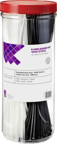 TRU Components Kabelbinder 200mm x 2.50mm in Schwarz und Natur, 1000 Stück - Bild 1