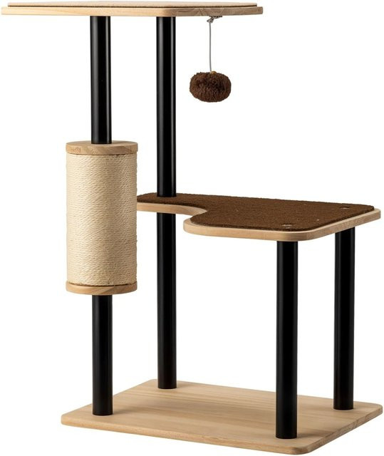 Fudajo Kratzbaum aus Metall und Sisal in Braun-Schwarz mit integriertem Spielzeug, B/T/H: 40 x 30 x 62 cm - Bild 1